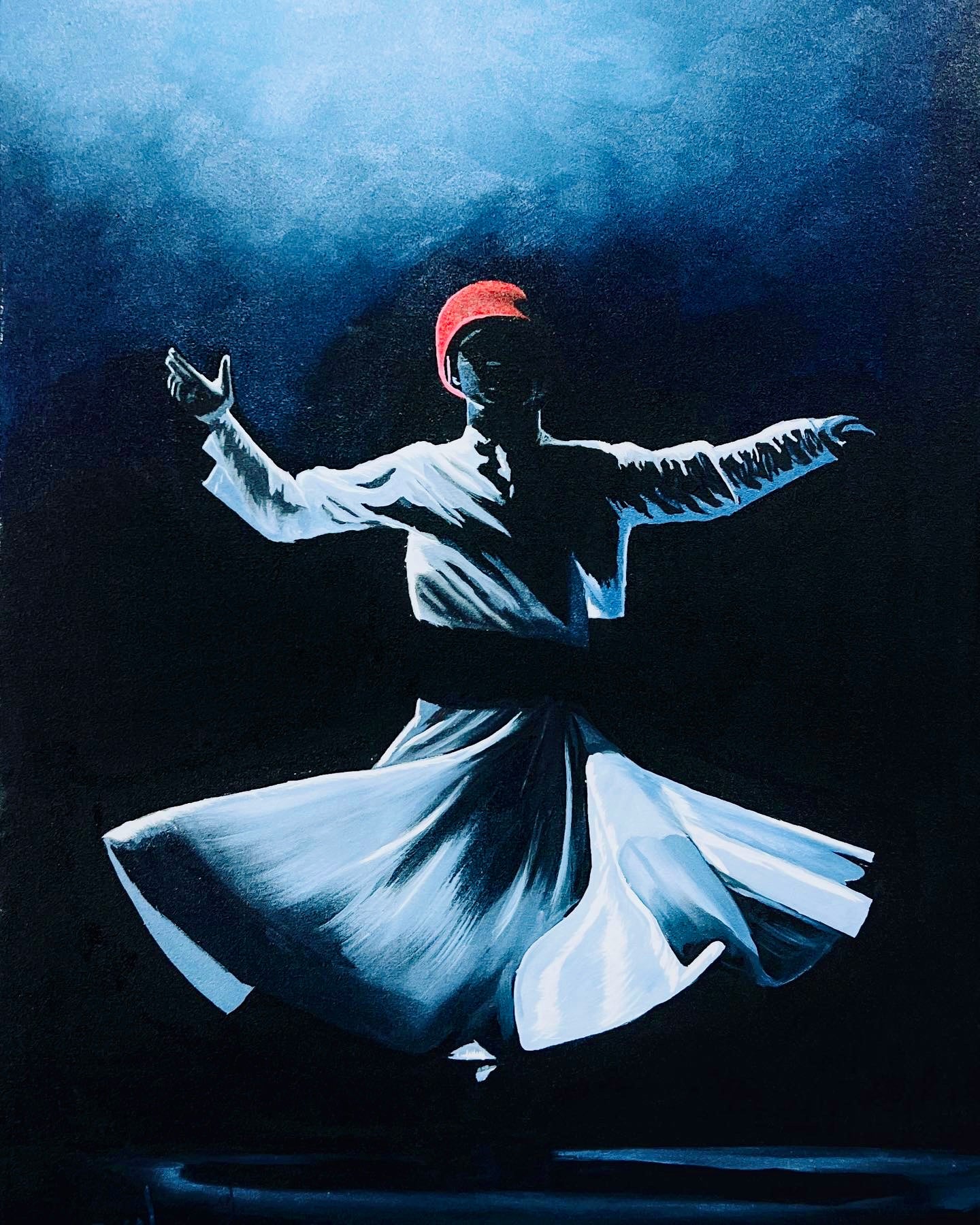 Sufi Dervesh Whirling Abstract Acrylic Painting