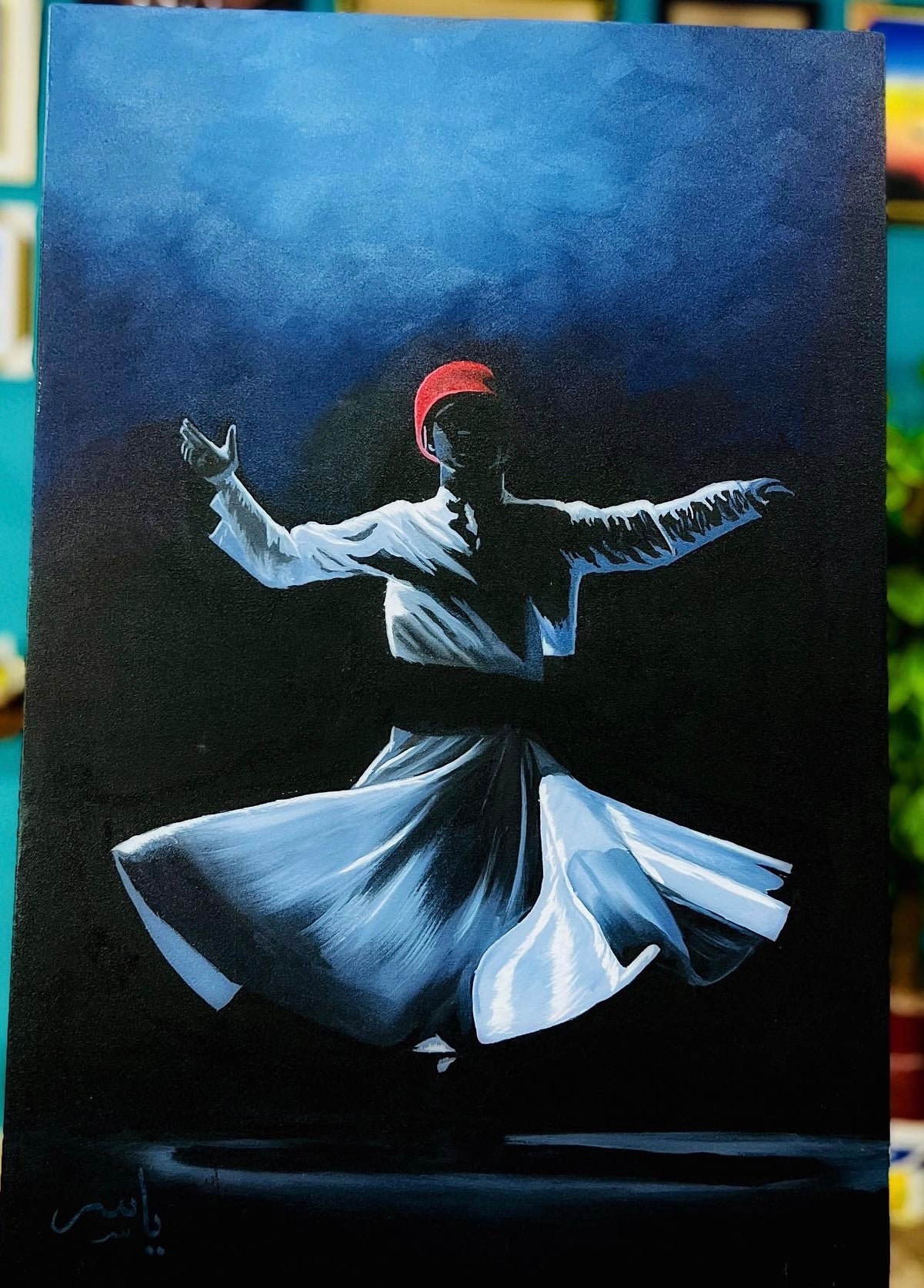 Sufi Dervesh Whirling Abstract Acrylic Painting