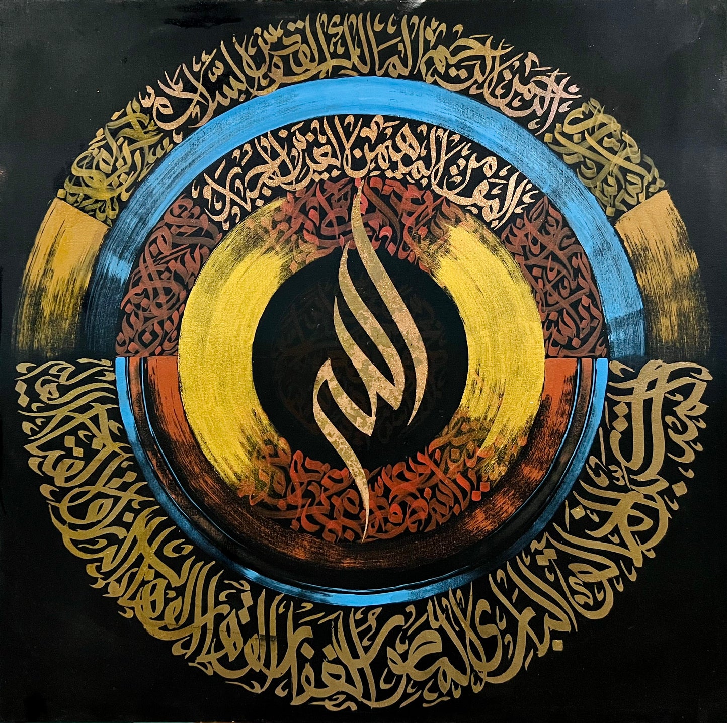 Modern Calligraphy Painting "Asma ul Husna" 36*36 Inches