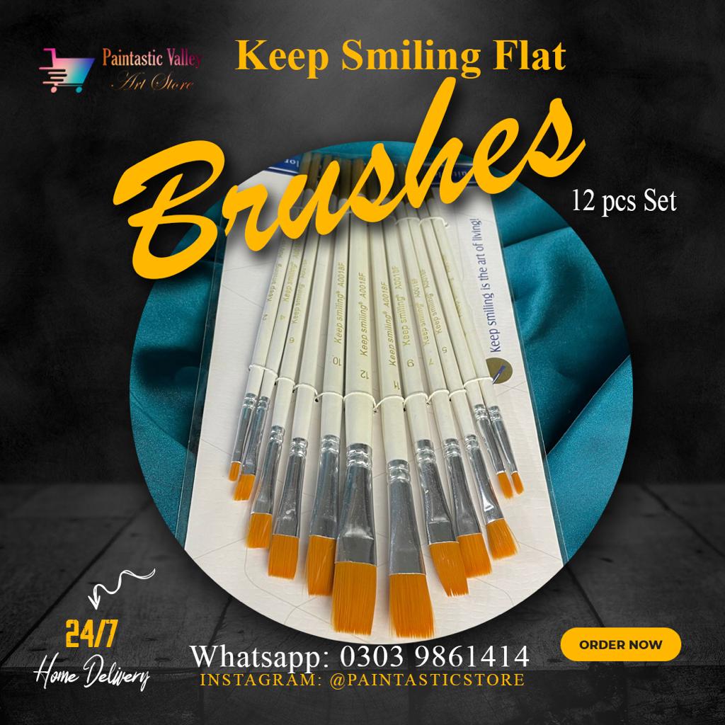 Keep Smiling Flat Brushes Set of 12